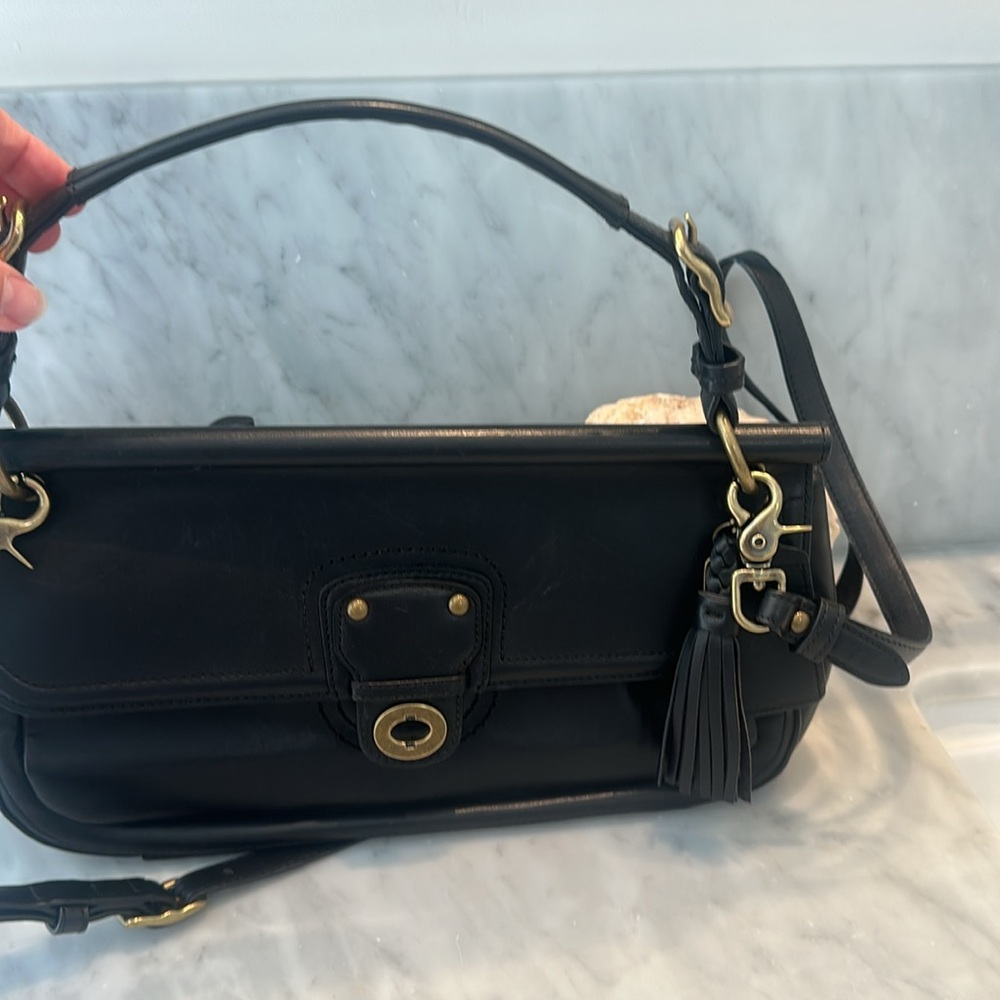 Coach Legacy Turnlock East West Flap Bag Black Leather 22062 Crossbody Tassel - Picture 15 of 15